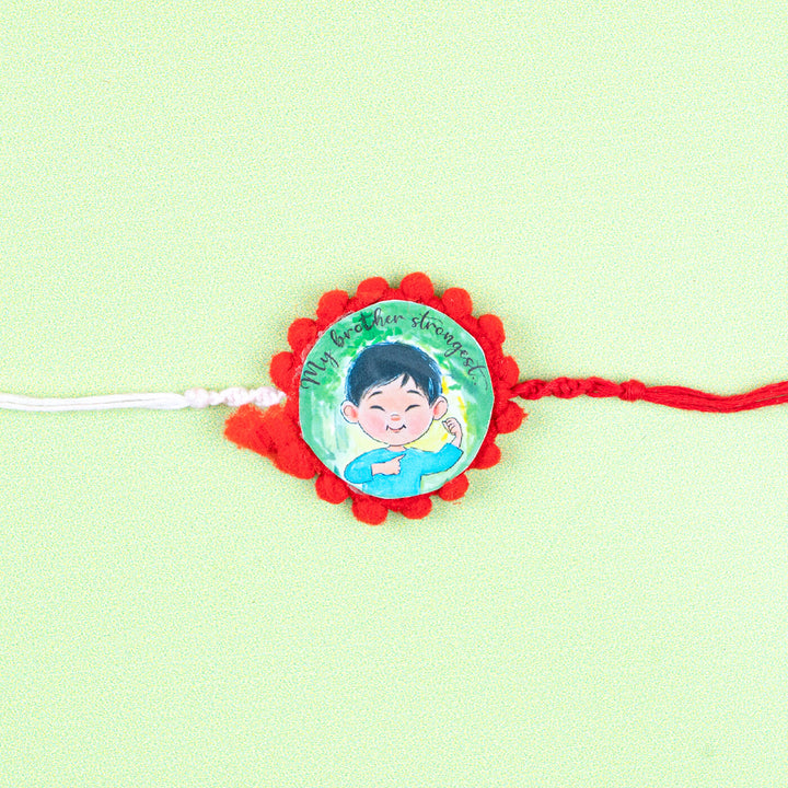 Character Illustration Rakhi My Brother Strongest - Close-up of Single Rakhi