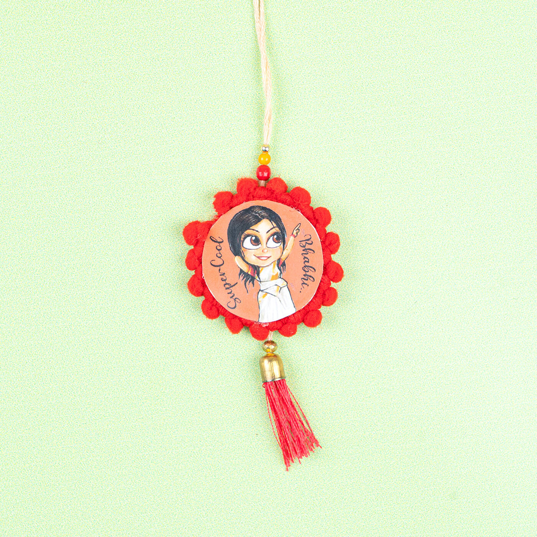 Character Illustration Rakhi For Bhabhi Supercool Bhabhi - Close-up Front View