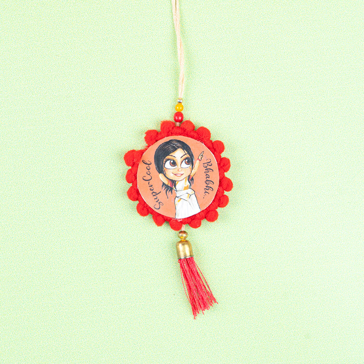 Character Illustration Rakhi For Bhabhi Supercool Bhabhi - Close-up Front View