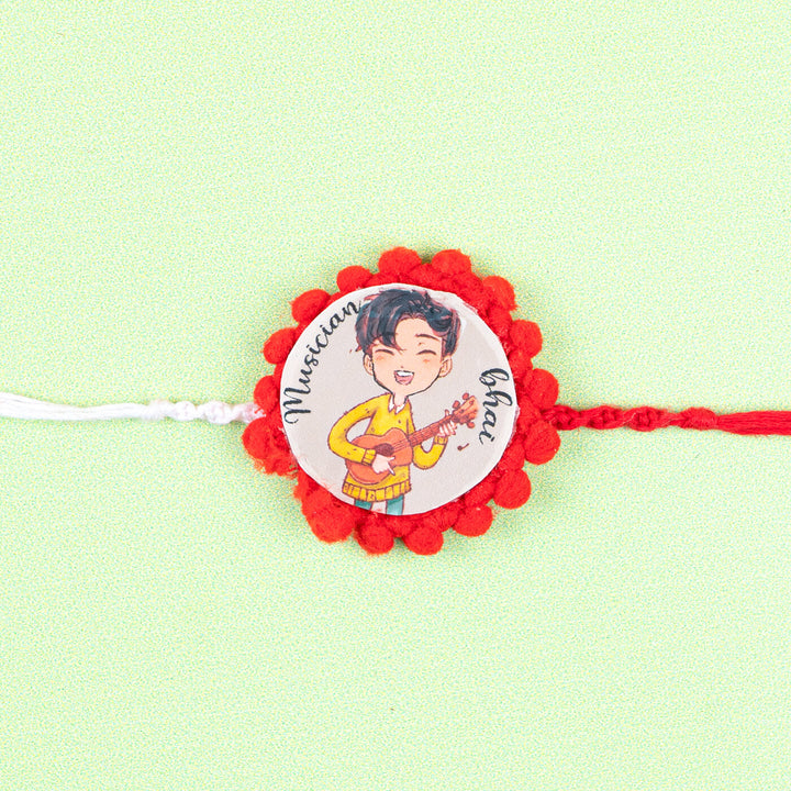 Character Illustration Rakhi Musician Bhai - Close-up of Rakhi Design