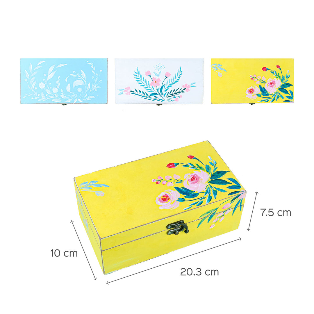 Yellow Distressed Handpainted Jewellery Box
