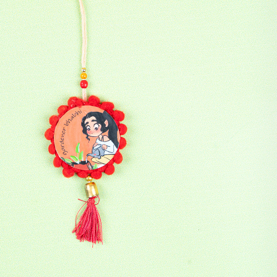 Character Illustration Rakhi For Bhabhi Gardener Bhabhi - Single Hanging Rakhi Close-up