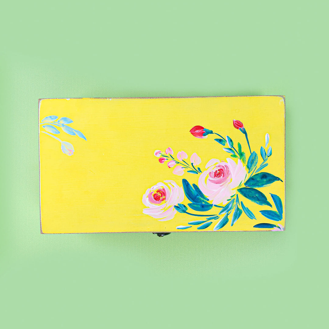 Yellow Distressed Handpainted Jewellery Box