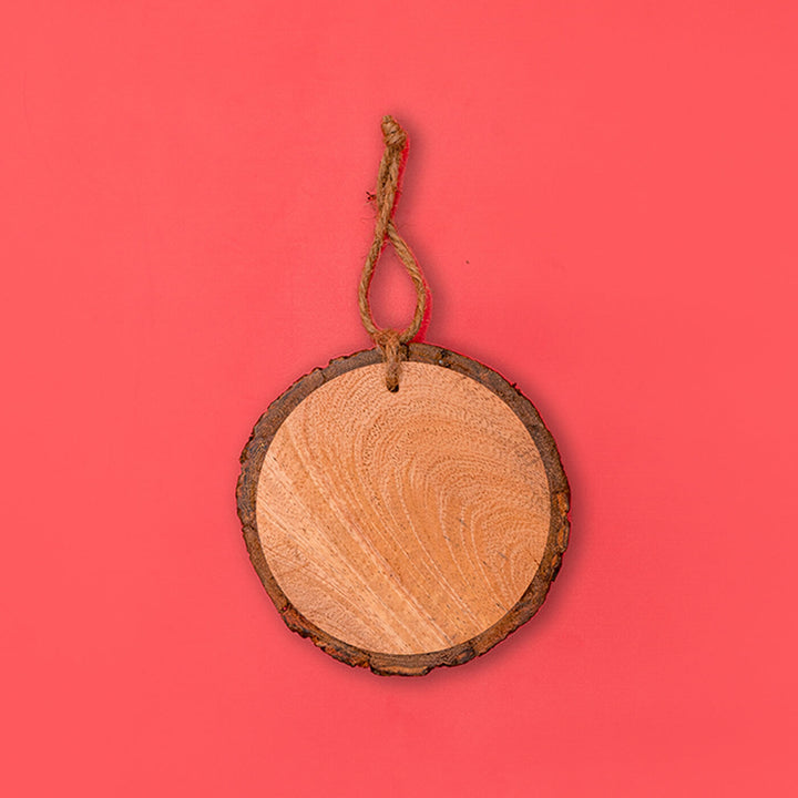 Hand-Painted Bunny Wooden Bark Ornament For Christmas Tree Decoration