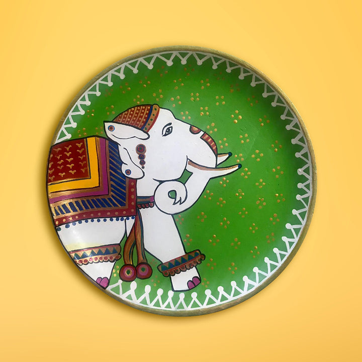 Pichwai Elephant Terracotta Wall Plate