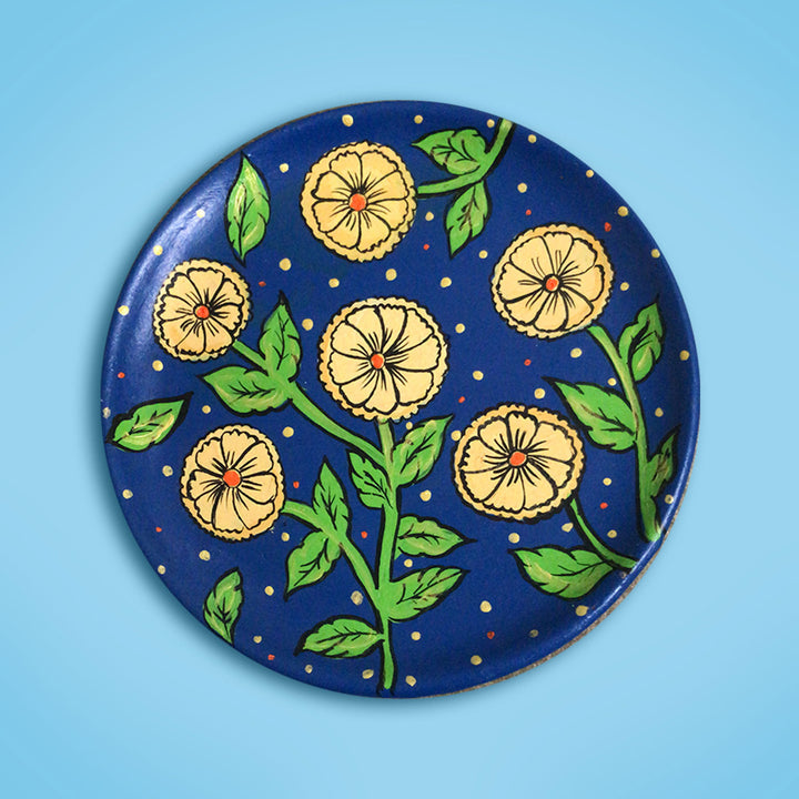 Kalamkari Flowers Wall Plate
