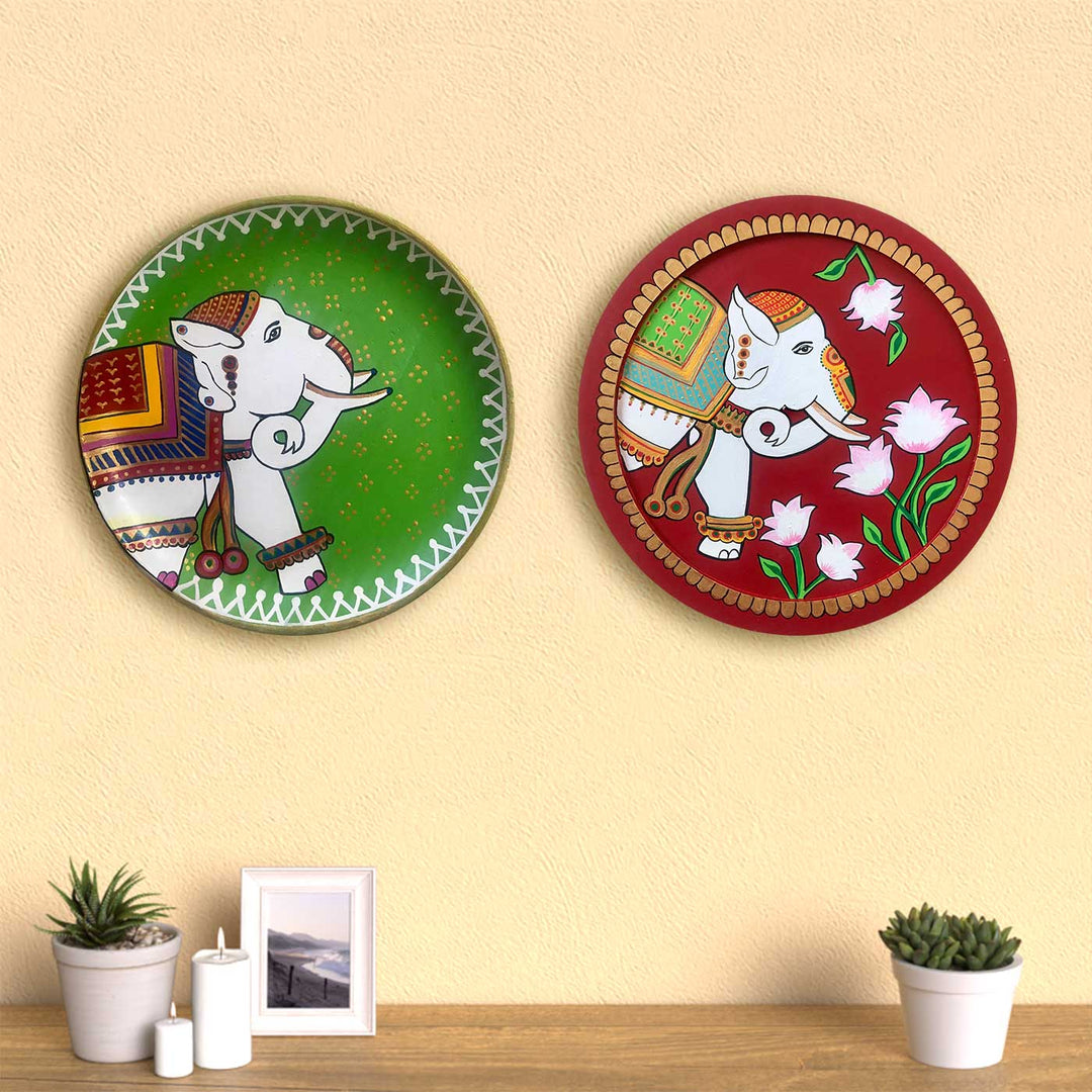 Pichwai Elephant Terracotta Wall Plate