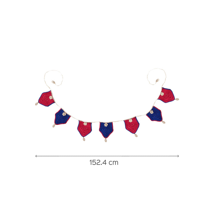 60 In | Bright Red and Blue Crochet Toran