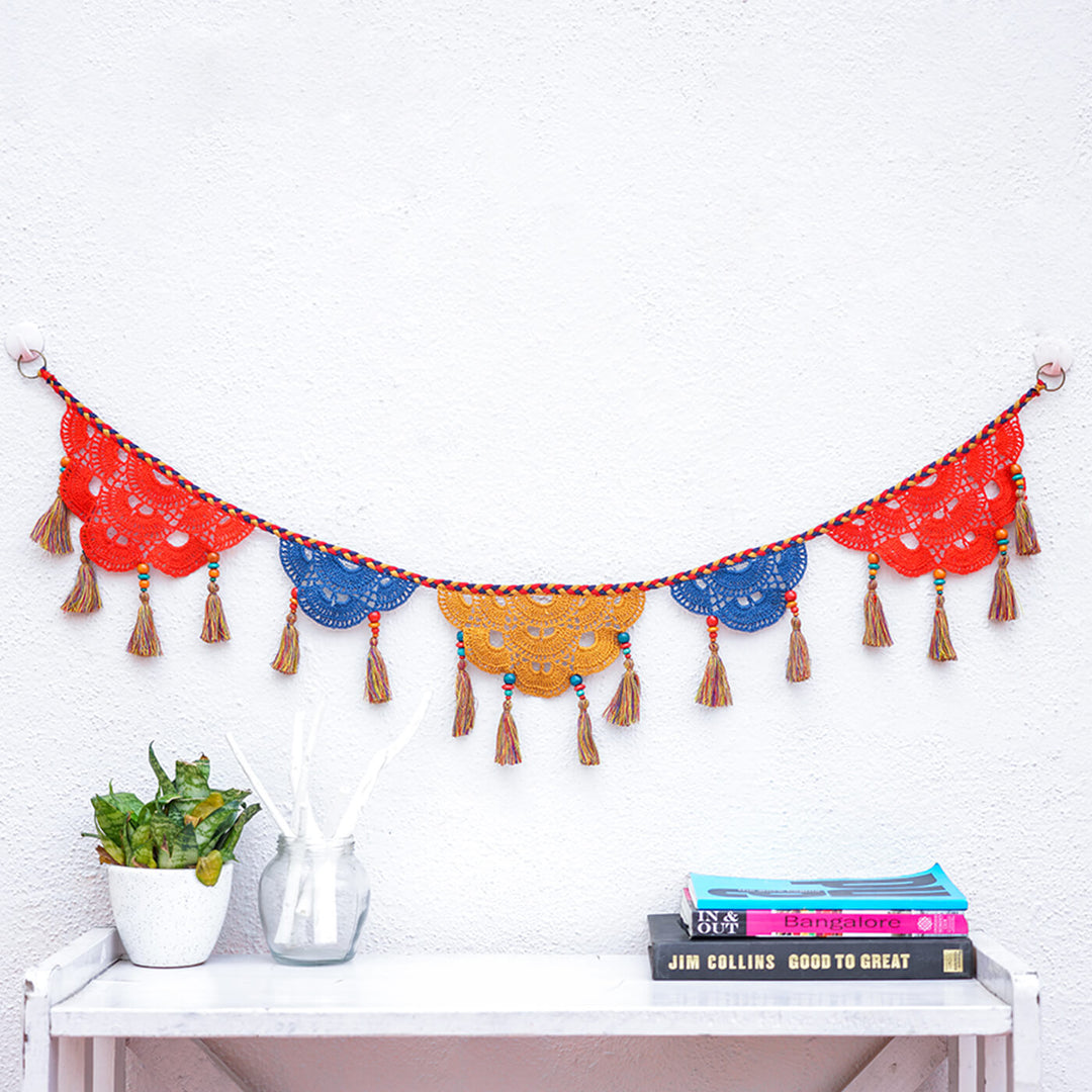 60 In | Vibrant Semi-Circular Crochet Toran