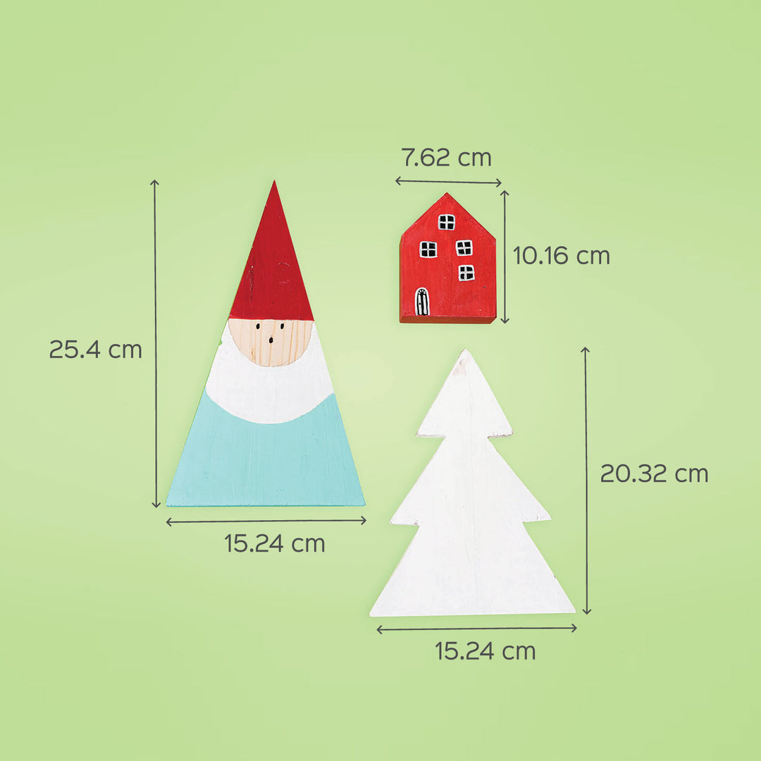 Hand-Painted "Village" Wooden Table Decor For Christmas Table Decoration | Set Of 3