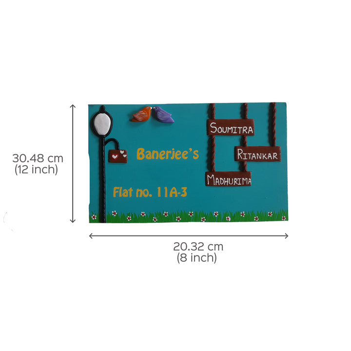 Handmade Simple Family Personalised Name Plate - Dimension Chart with Text Placement