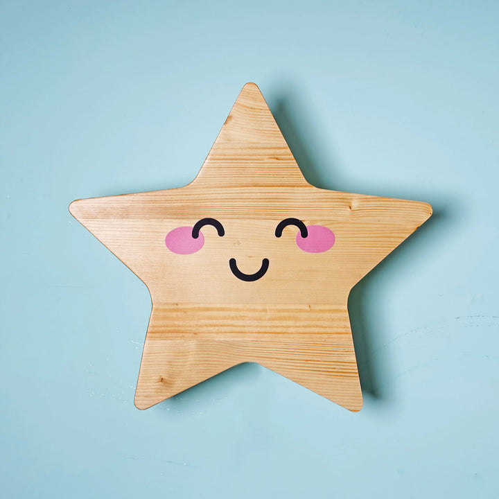 Smiley Star Brown Backlit Wall Light for Kids
