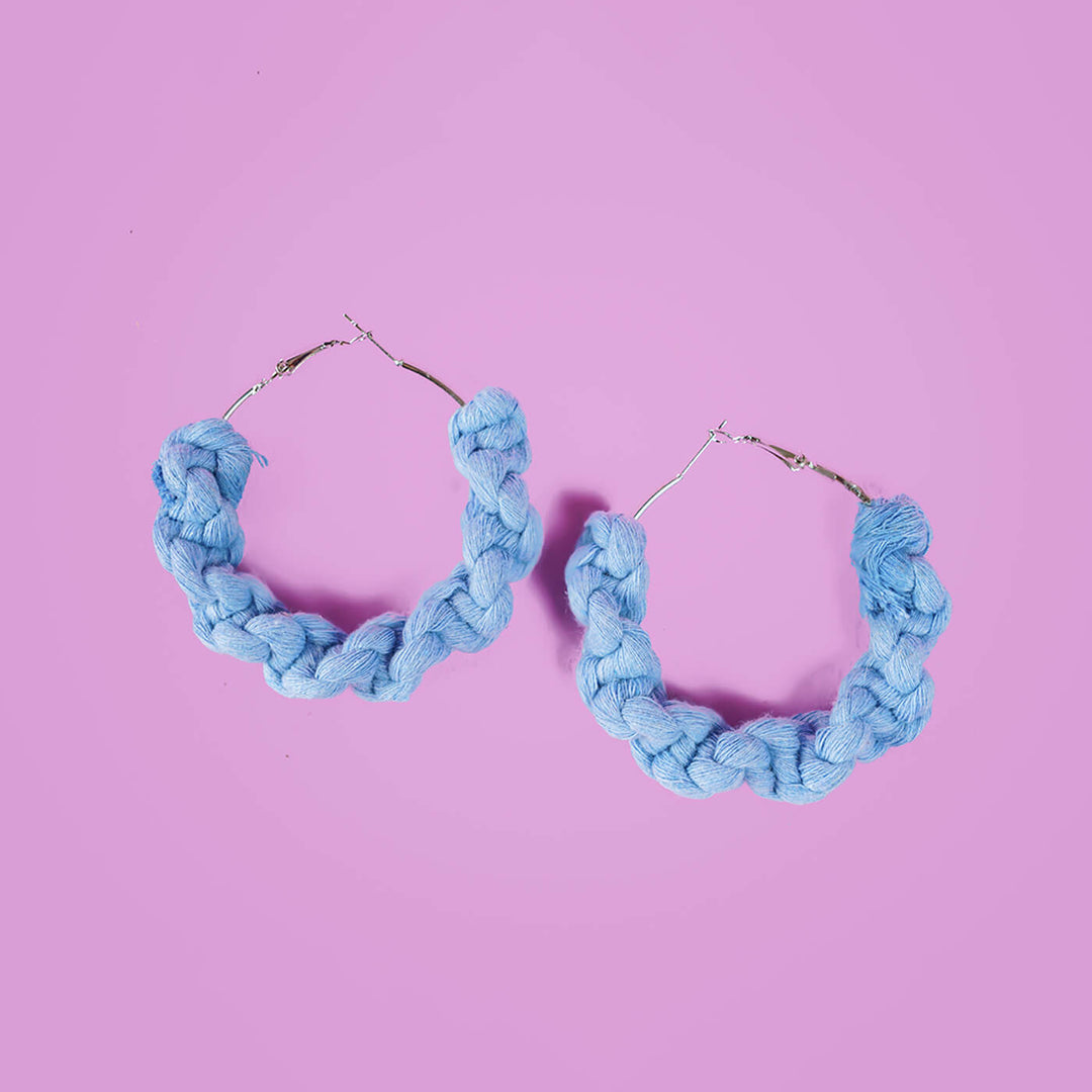 Lavender Twisted Macrame Hoop Earrings