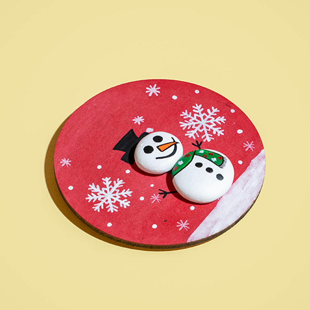 Snowman Wooden and Clay Magnet