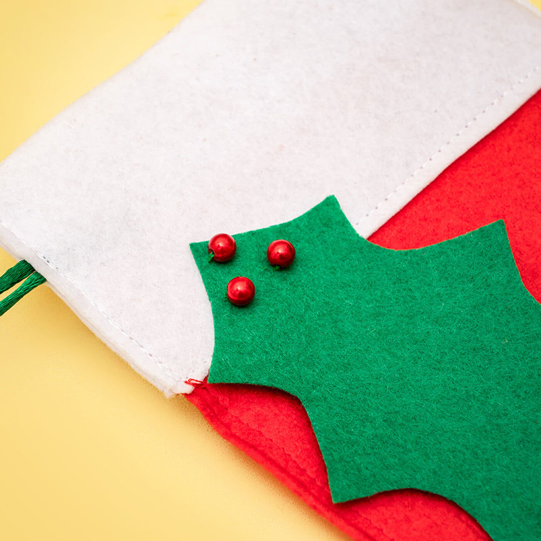 Handmade Upcycled Personalized Felt Stocking Ornament For Christmas Tree Decoration