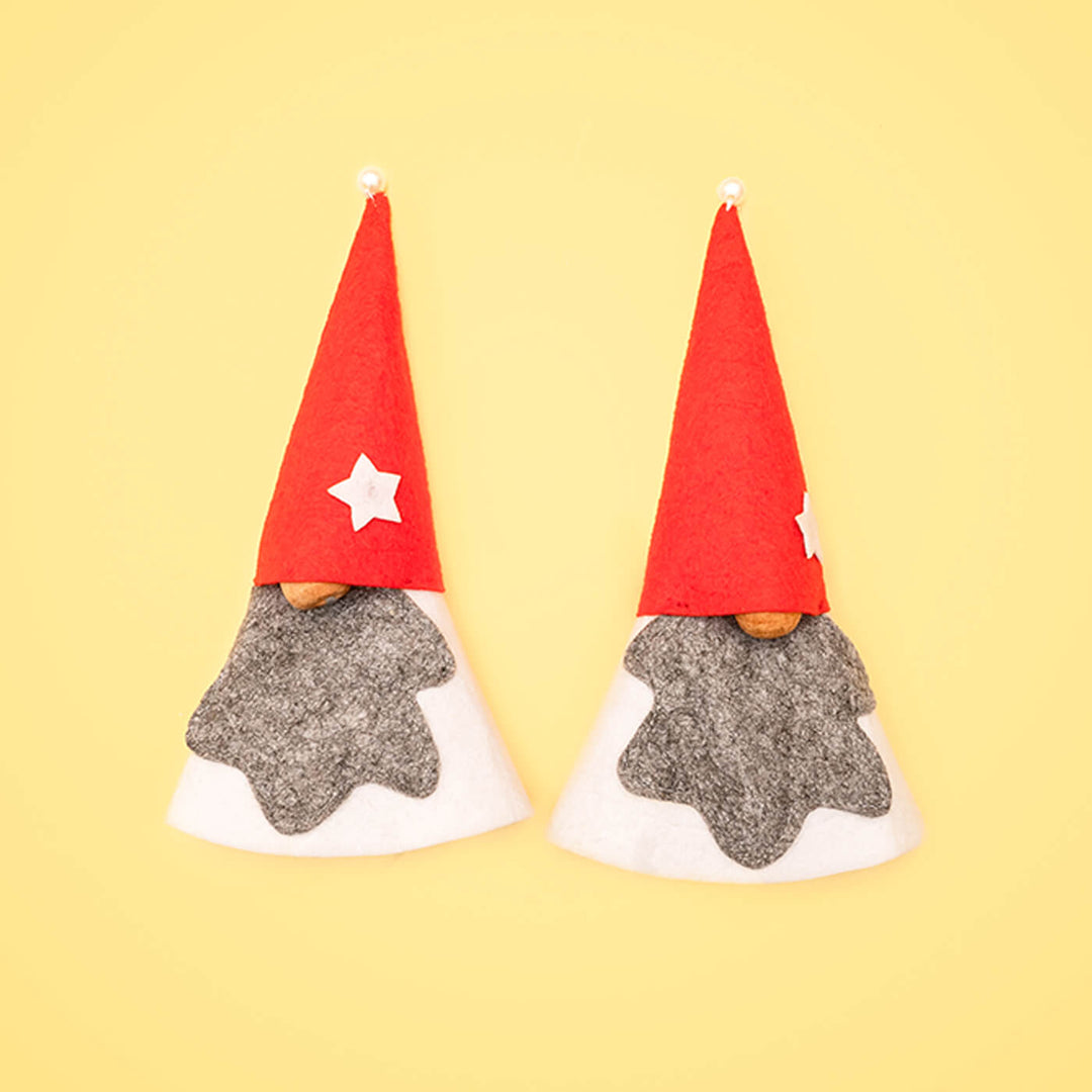 Handmade Upcycled Gnomes Felt Table Decor For Christmas Tree Decoration | Set Of 2