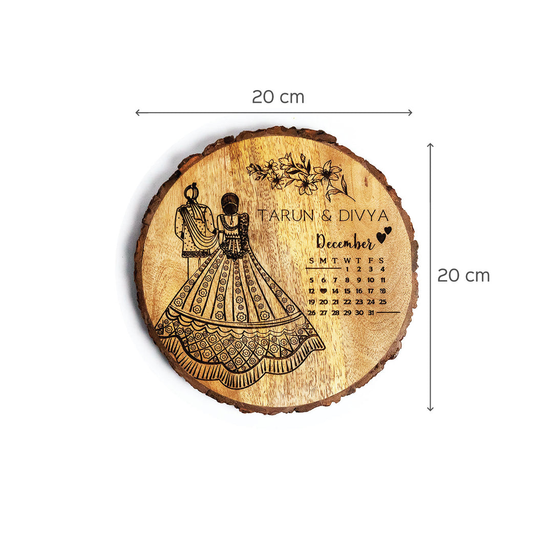 Engraved Wooden Plaque For North Indian Couples | Customized Wedding Gift