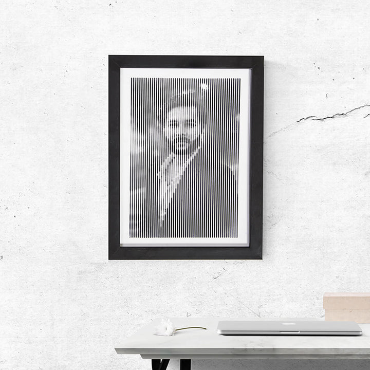 Black & White Retro Style Portrait With Vertical Line Engraving