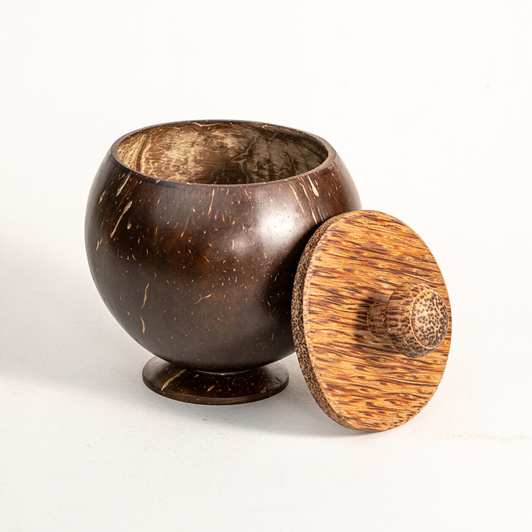 Personalized Coconut Shell Container with Lid and Spoon