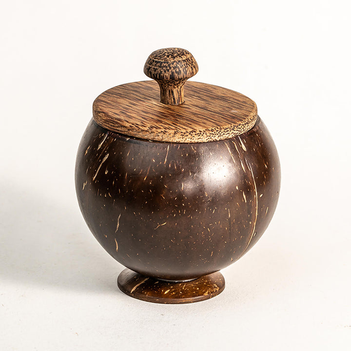 Personalized Coconut Shell Container with Lid and Spoon