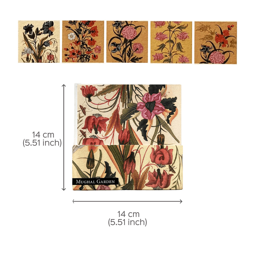 Indian Art Inspired Notecards & Envelopes - Mughal Flower Print - Set of 6