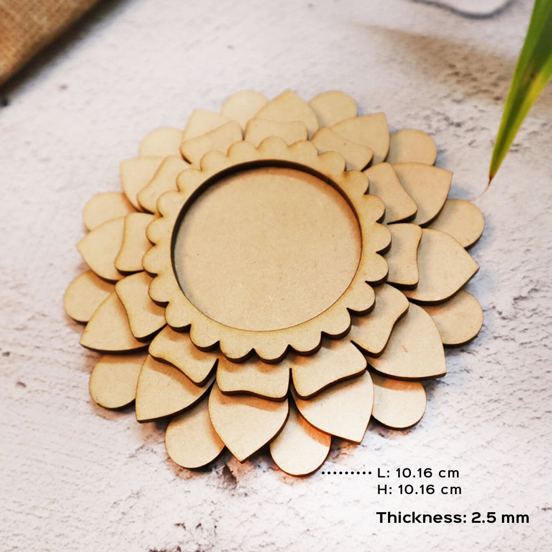 Saver Bundle - Ready to Paint MDF Zinia Floral Tealight Holder - TI107