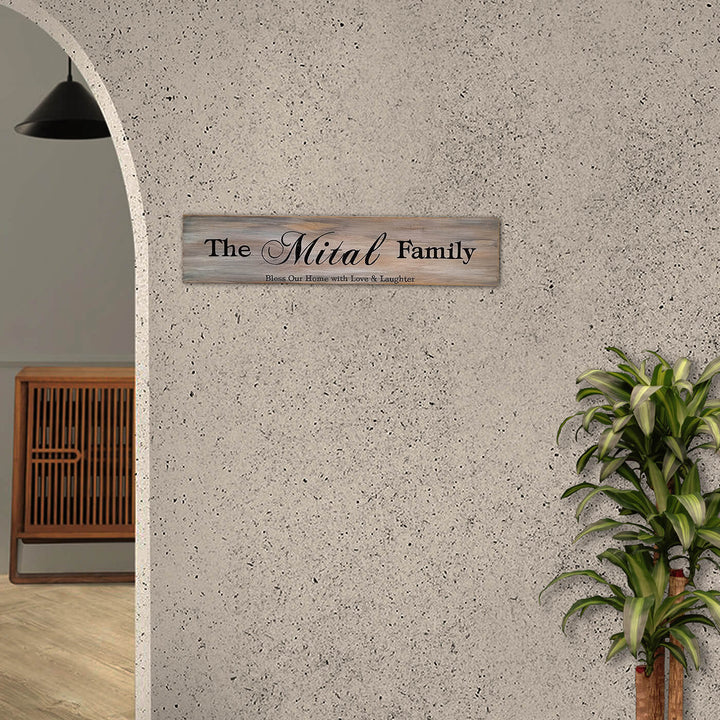 Wooden Hand Painted Family Name Plate With A Quote - Mounted on Entryway Wall
