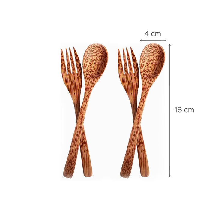 Coconut Shell Forks and Spoons - Set of 4