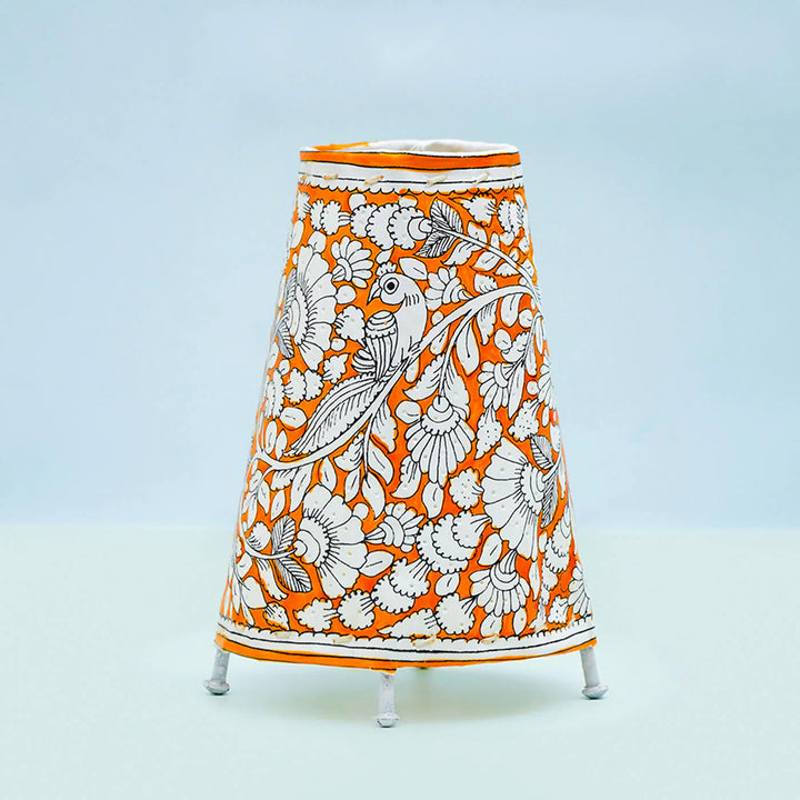 9 inch | Vibrant Peacock Hand Painted Tholu Bommalata Small Tabletop Lamp