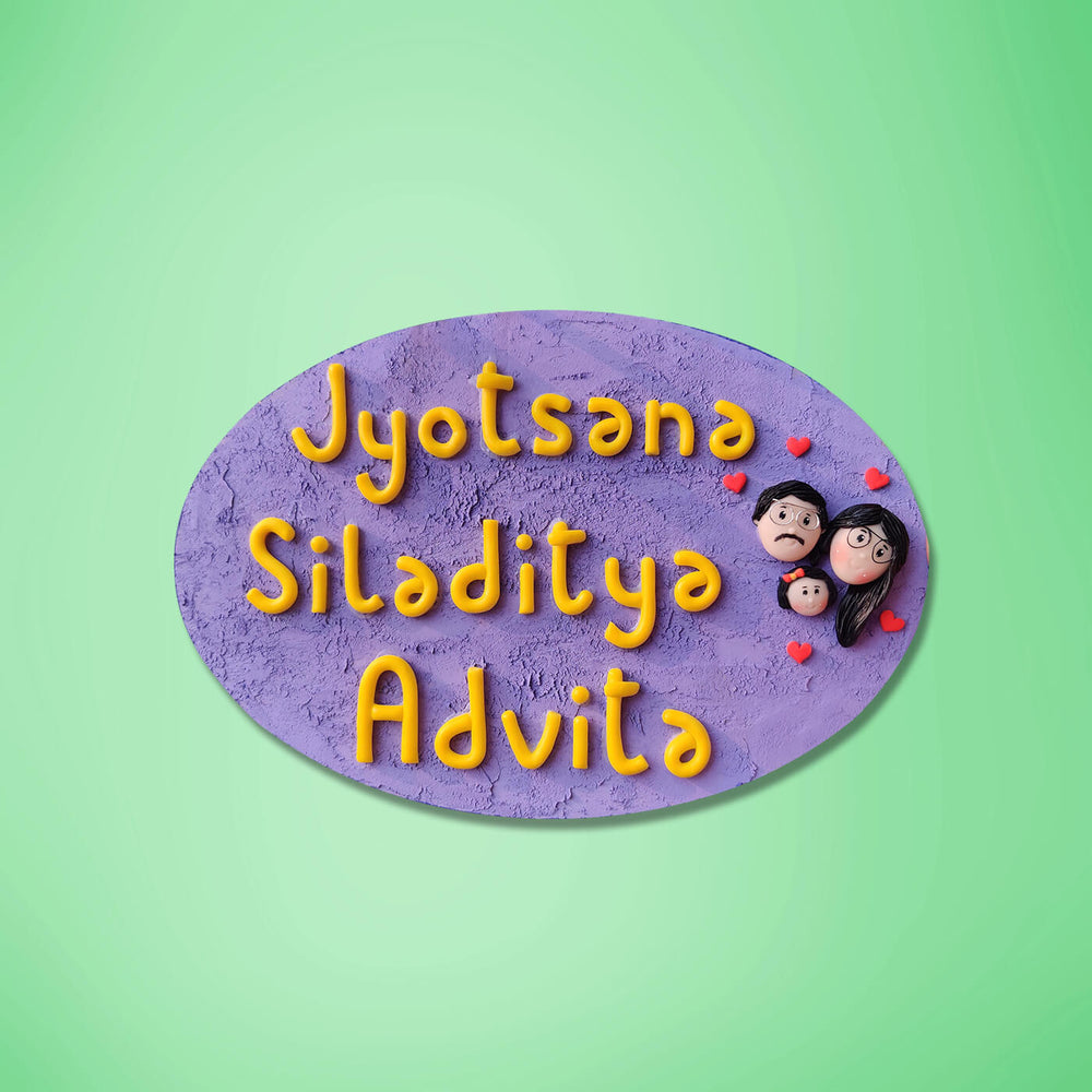Handmade Family Clay Name Plate - Name Personalization Example