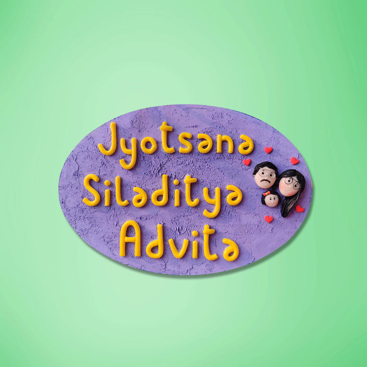 Handmade Family Clay Name Plate - Name Personalization Example