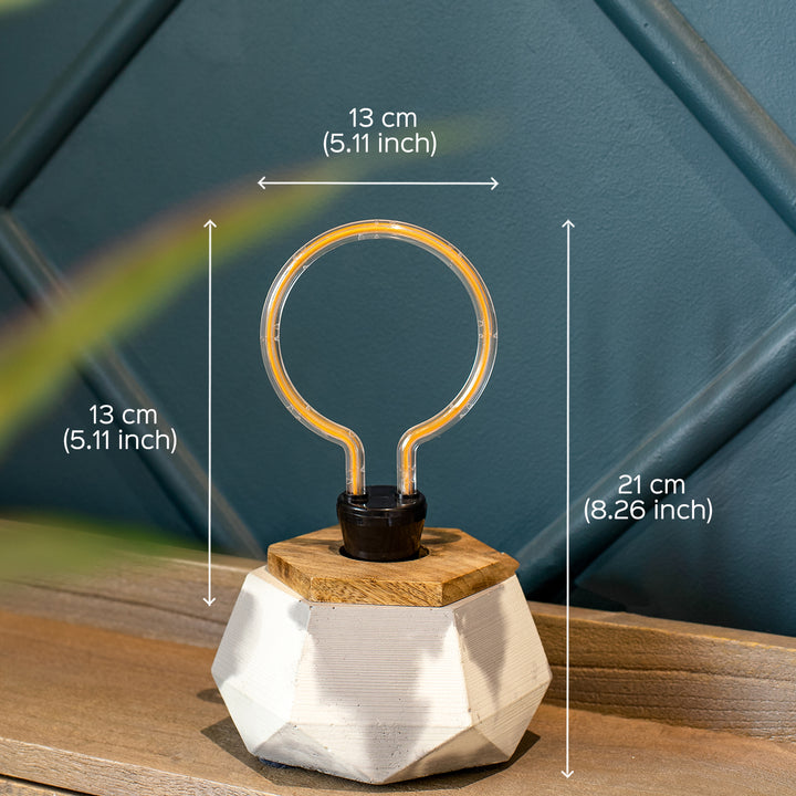 Handcrafted Concrete Hexalite Ring LED Lamp With Edison Bulb