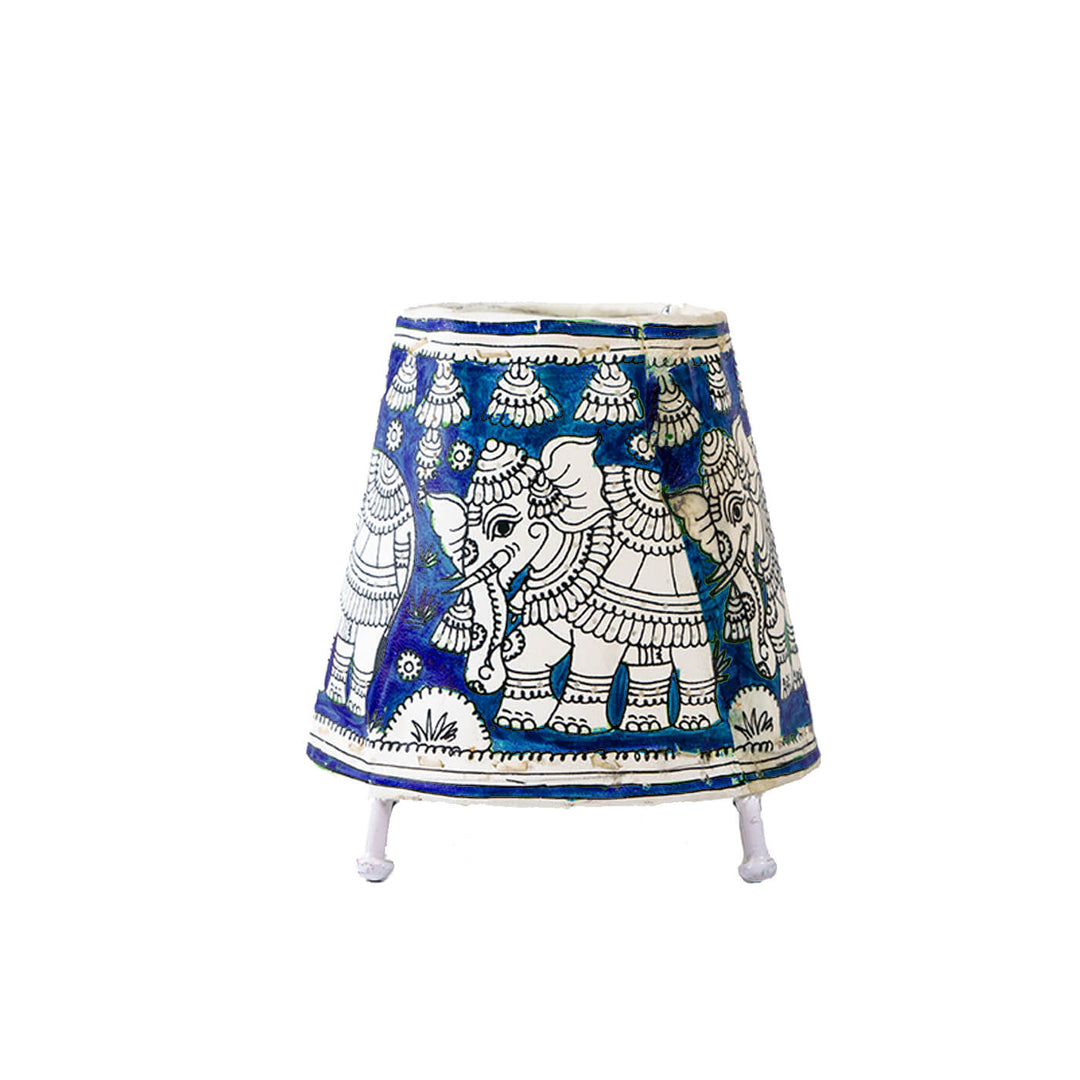 6 inch | Elephant Hand Painted Tholu Bommalata Mini Lamp