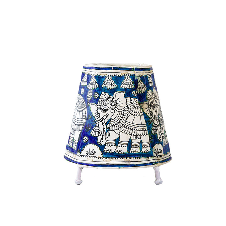 6 inch | Elephant Hand Painted Tholu Bommalata Mini Lamp