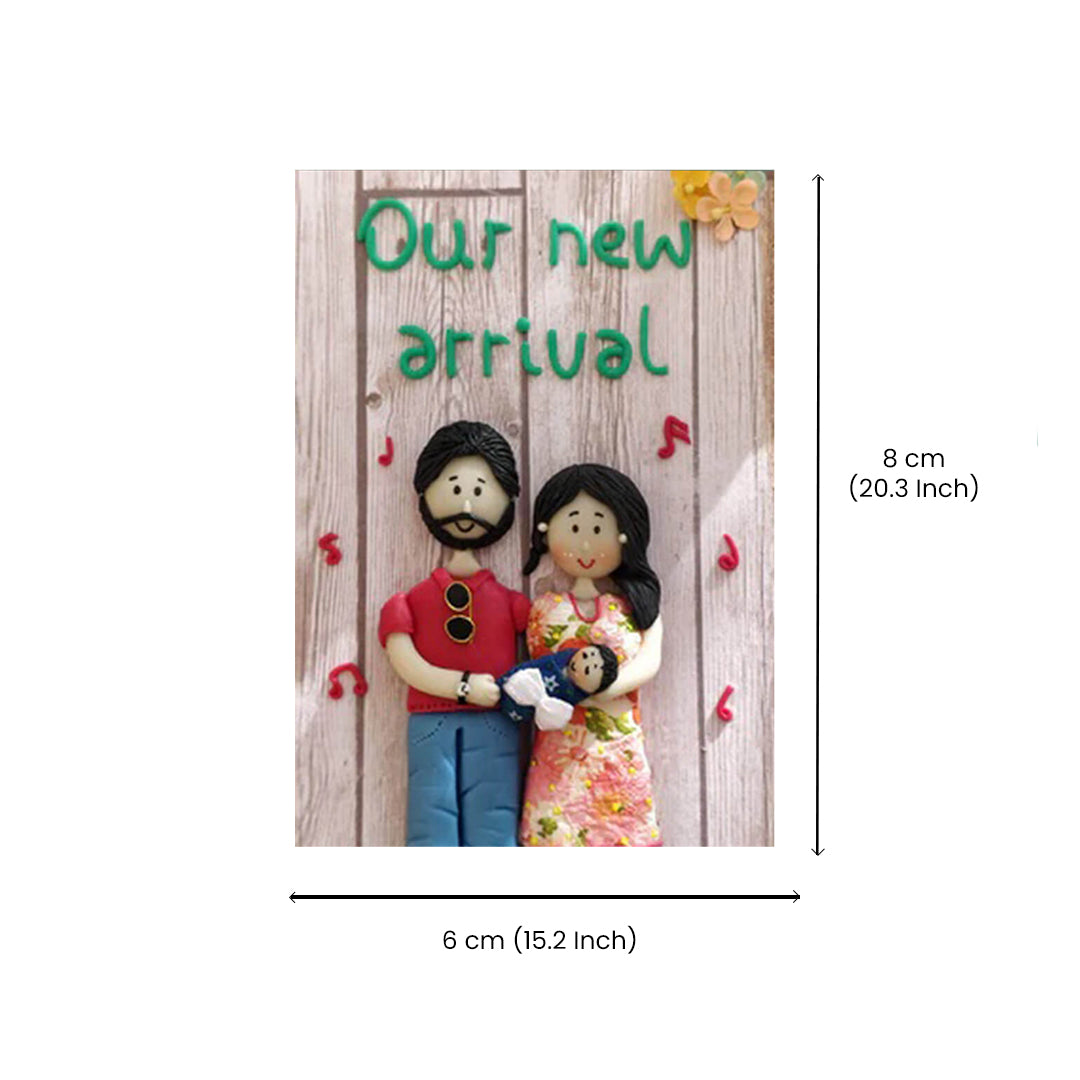 Clay Name Plate For Couples Our New Arrival - Dimension Chart with Front View