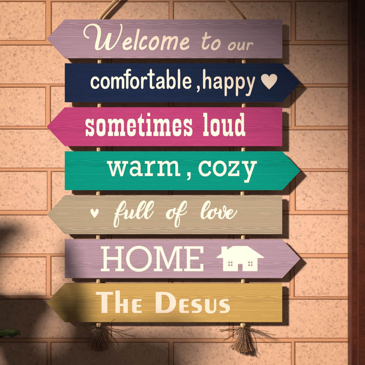 Welcome Board With Family Name - Mounted on Wall Display