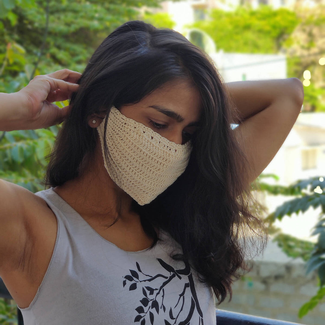 Off-White Crochet Mask