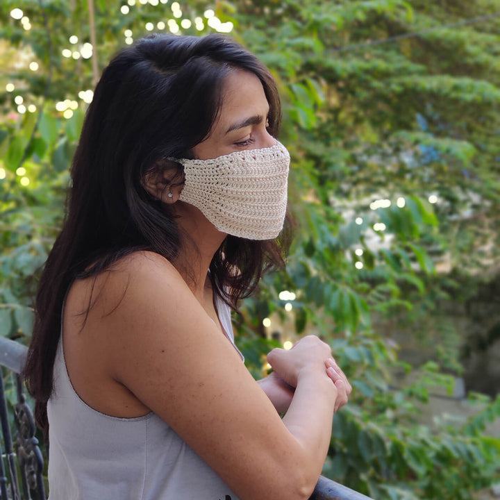 Off-White Crochet Mask