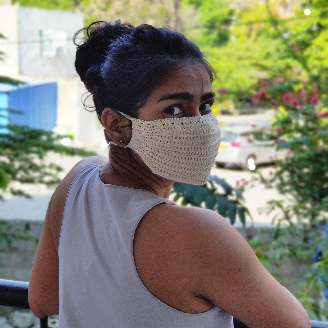 Off-White Crochet Mask