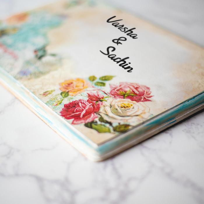 Decoupage Rectangle Name Plate With Butterfly Artwork - Personalization Close-up Angle