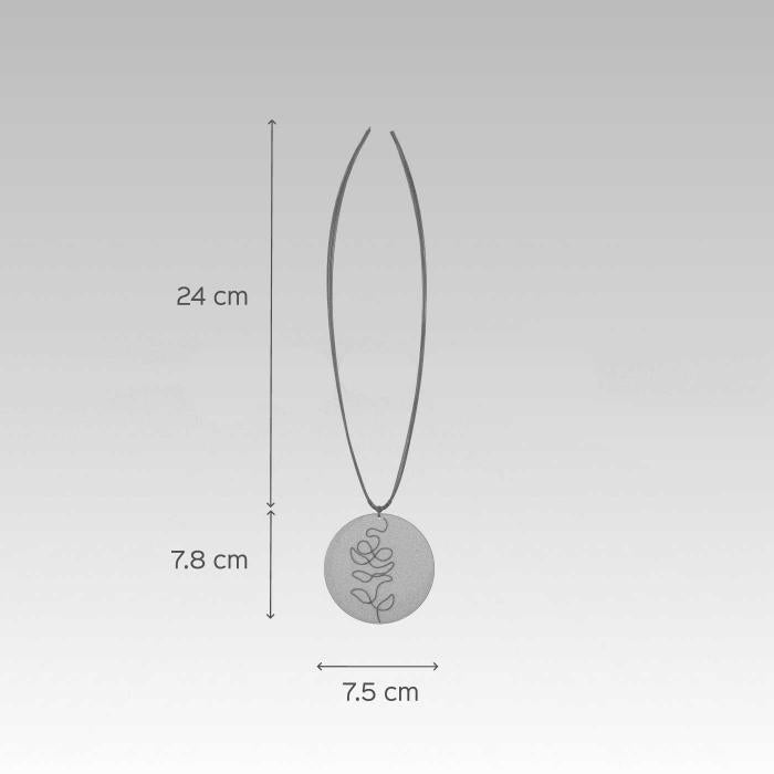 Copper Enamel Pendant - Circle - Black