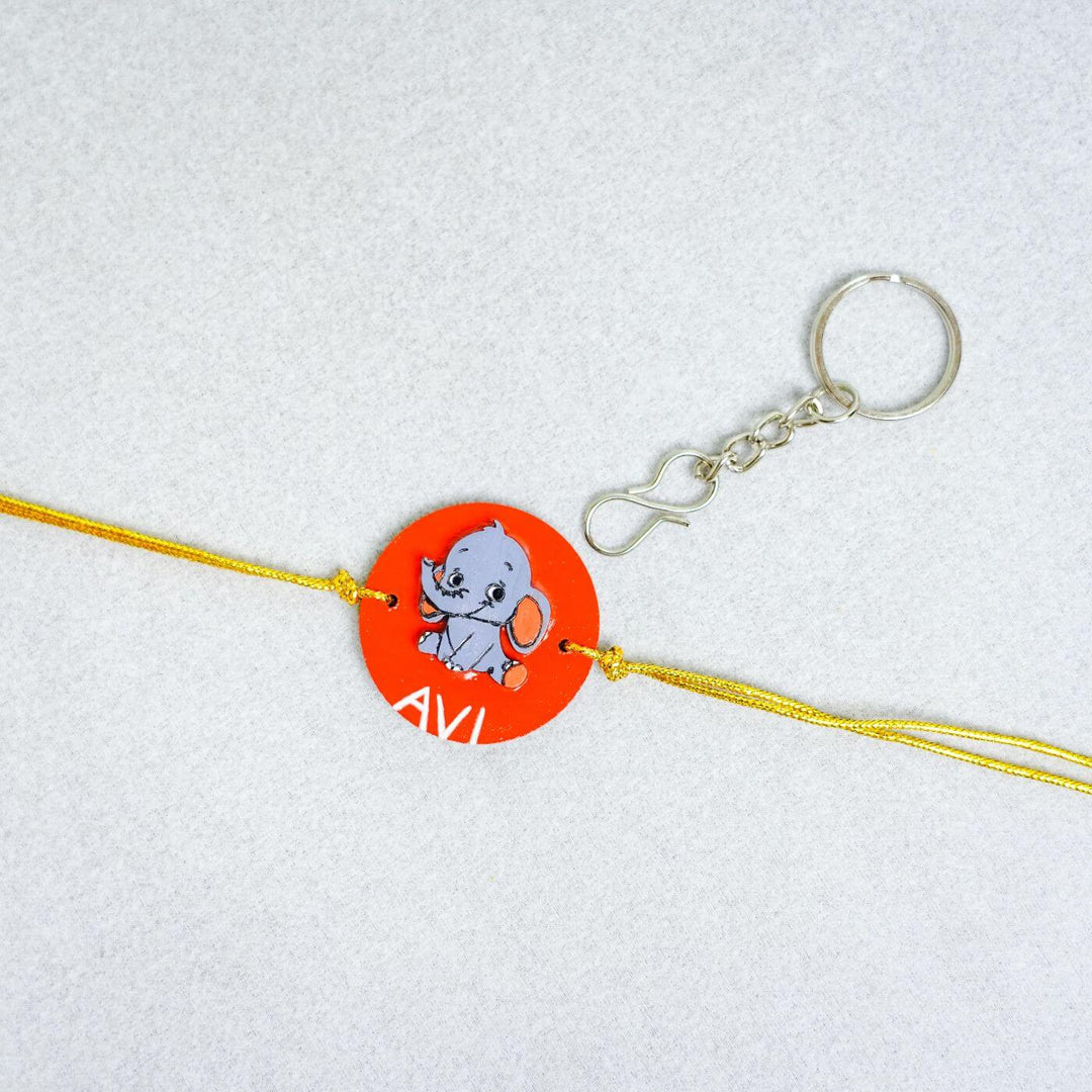 Handmade Personalized Rakhi Keychain With Roli Chawal 4 - Rakhi keychain rockstar design