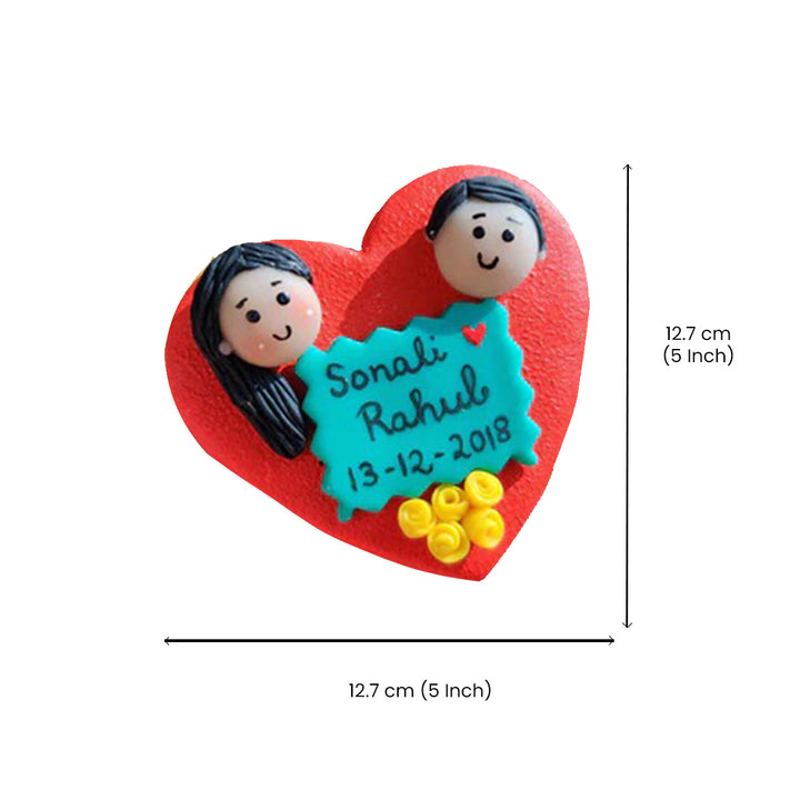 Handcrafted Clay Magnet for Couples