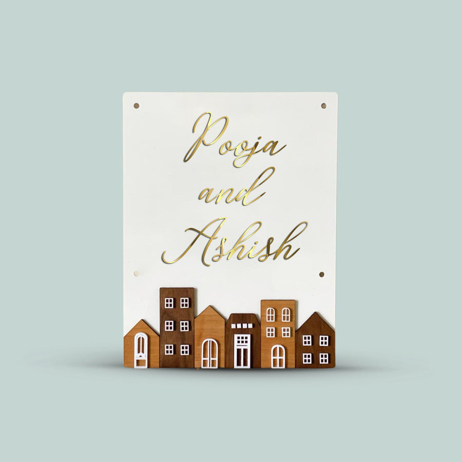 Personalised Acrylic Rectangular House Name Plate - Front View with Name Personalization