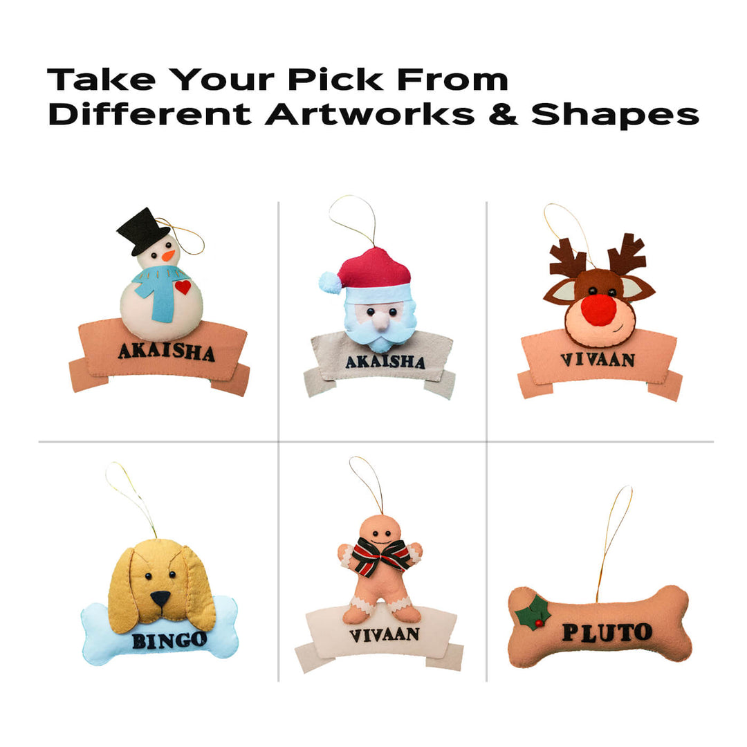 Handmade Personalized Cookieman Felt Ornament For Christmas Tree Decoration