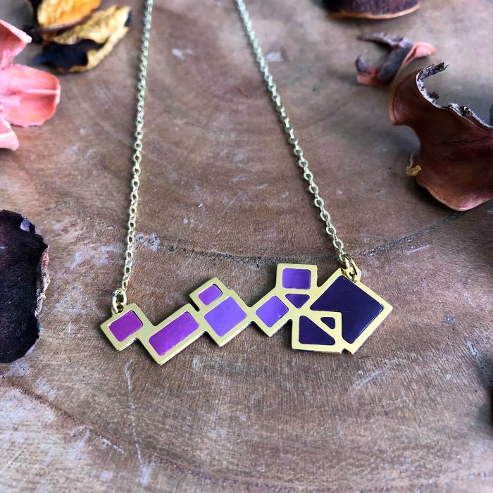 Square Maze Pendant - Purple