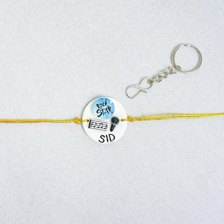 Handmade Personalized Rakhi Keychain With Roli Chawal 5 - Baby bro design rakhi with keychain
