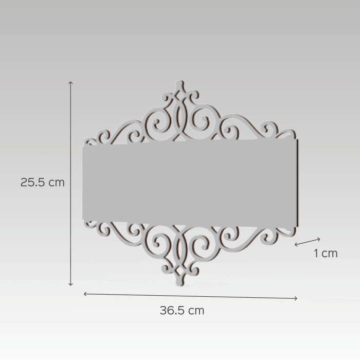 Dot Art Name Plate With Rectangular Cutwork Black 1 - Dimension Chart with Depth Measurement