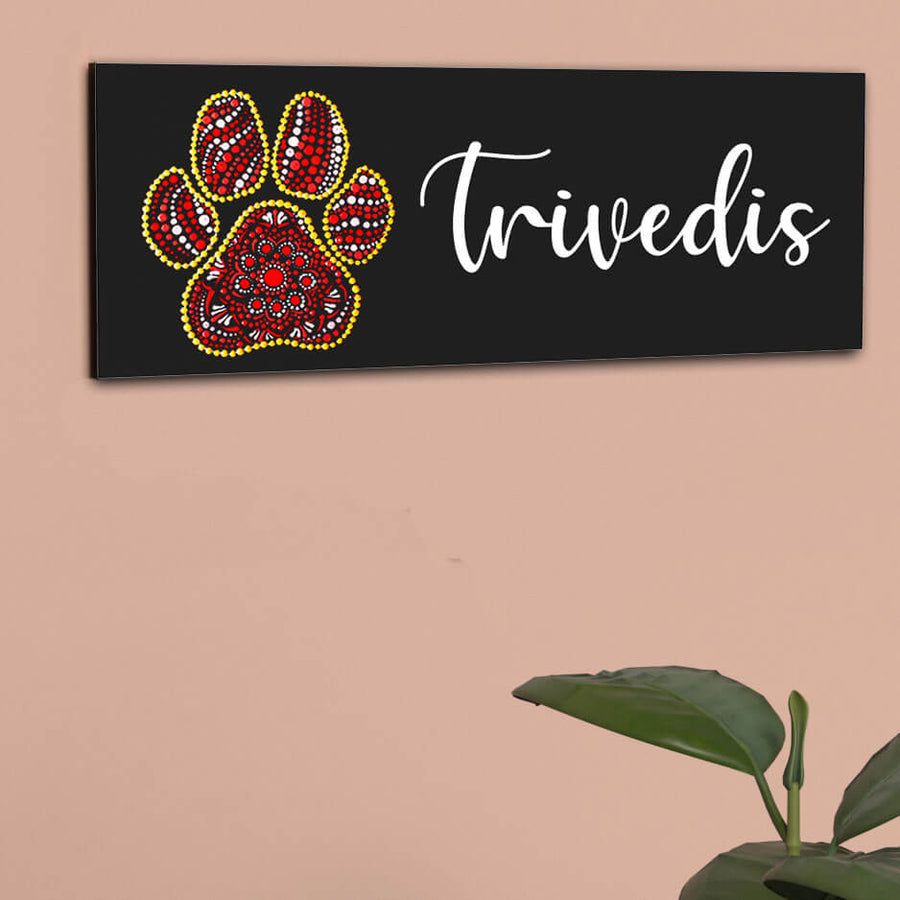 Small Dot Art Name Plate Paw Motif - None (1)