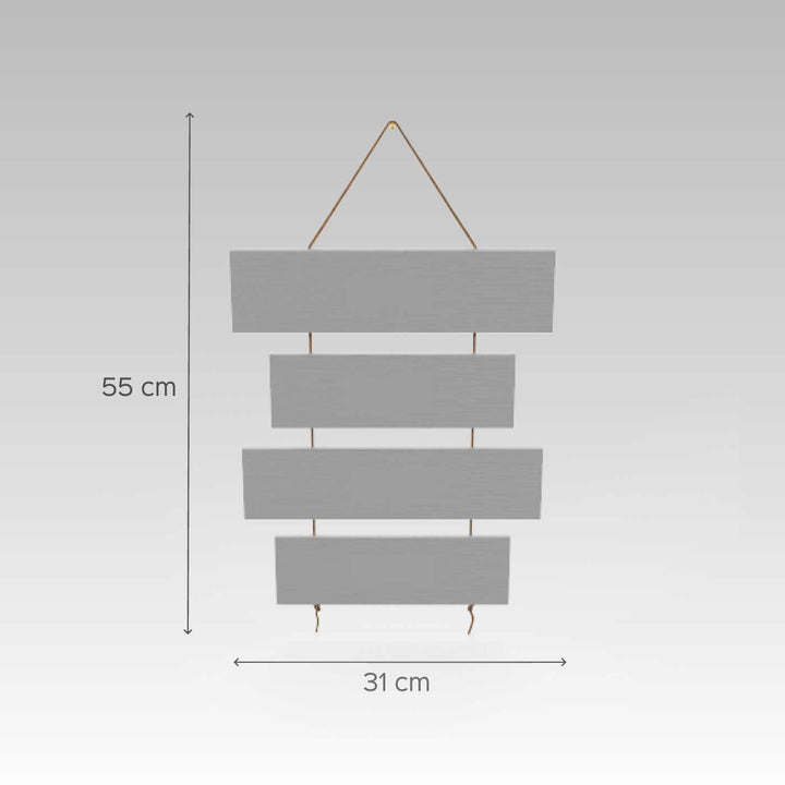 Four Plank Name Plate - Front View with Dimensions